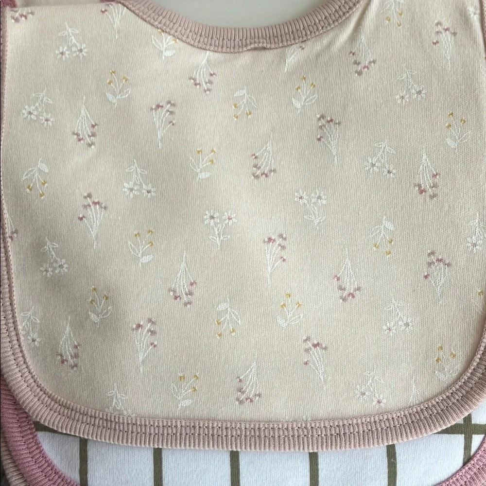 Cloud Island Pink and Cream Baby Bib Set